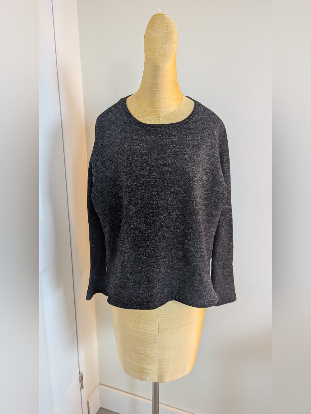 🇨🇦Roots Canada Dark Grey Marled Knit Long Sleeve Boxy Sweater Top - Size M